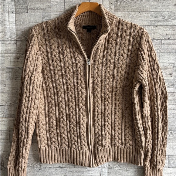 Brown CableKnit Cardigan Sweater women's size medium Express - Picture 1 of 8